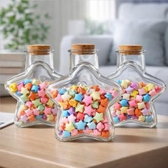 200ml Star-Shaped Glass Jar with Cork Lid Decorative Clear Glass Bottles Home