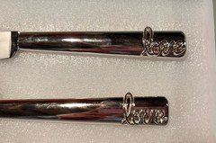 Things Remembered Silver Wedding Cake Knife and Server Set LOVE Handle In Box