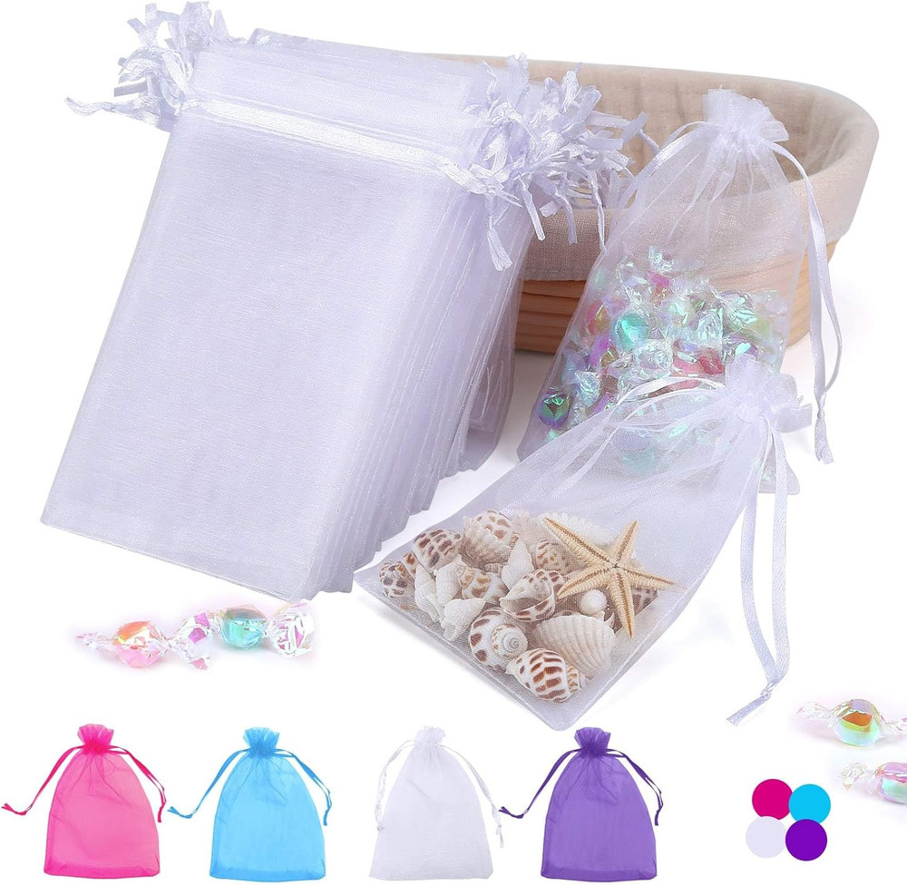 100PCS 4×6 Inch Organza Gift Bags for Jewelry Party Wedding Favor, Premium Sheer