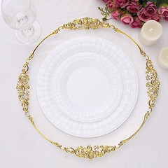 10 pcs Plastic WHITE with Basketweave 7″ PLATES Disposable Party Wedding SALE