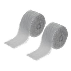 1-1/2 Inch Velvet Ribbon, 2 Roll Total 6 Yard Frayed Ribbon, Light Grey