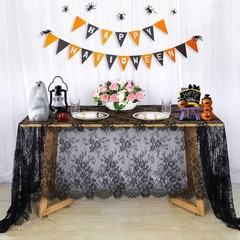 Pardecor Lace Tablecloth Rectangular 60×120 Inch Black Embroidered Lace Table…