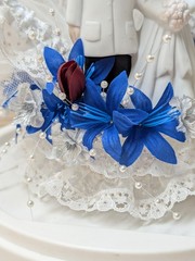 NEW Vintage Lefton Western Wedding Cake Topper Cowboy Bride Floral Lace Heart