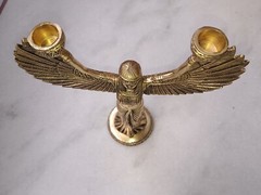 Egyptian Queen Flambeau Lamp Idol Brass Goddess Patio Room Candle Holder CA845