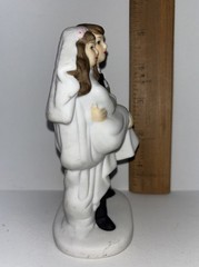 Bride & Groom Ceramic Wedding Cake Topper 5” Carrying Threshold Vintage
