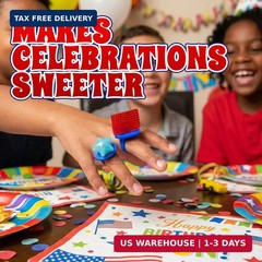 30 Pack Patriotic Ring Candy – Individually Wrapped 4th of July Flag & Star Suck