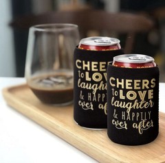 Wedding Can Cooler Decorations Set of 12 Black & Gold – A0232