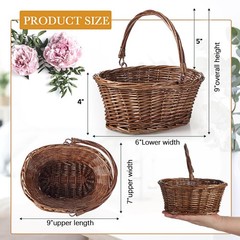 Small Wicker Basket with Handle Flower Girl Baskets Oval Willow Woven Braided…