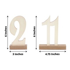 NATURAL 20 Wooden 6″ TABLE NUMBERS 1-20 Set Holder Base Party Events Decorations