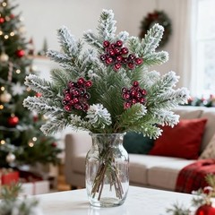 hoyuwak Burgundy Christmas Ornaments – 100 Pcs Artificial Holly Berries on