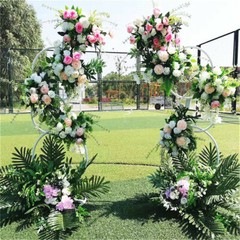 2X White Hoop Pillar Flower Stand Metal Wedding Arch Party Stage Photo Backdrops