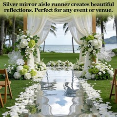 Silver Mirror Rug Aisle Runner Reflective Carpet Party Decor 3.3 X 32.8 Ft