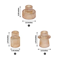 GOLD 6 Round 3″ Mini Ribbed Glass Taper CANDLE HOLDERS Centerpieces Party Events