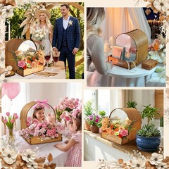 Wooden Wedding Card Box With Mirror Acrylic Gift Money Box Rustic Decor