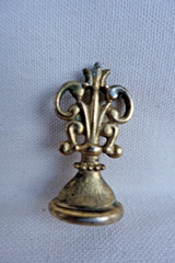 Vintage Rare Ornate Fleur-De-Lis Gold Tone Metal Wax Seal Stamp Letter B