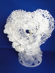 New Elegant Cherub & Lovebirds Ornate Crystal Look Heart Wedding Cake top #383