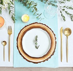 Disposable Wooden Slice Paper Place Mats 50 Pack 13.5″ Round Rustic Brown