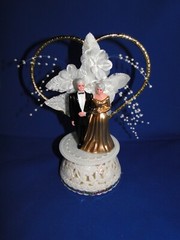 New 50th Wedding Anniversary Couple Caketopper with Bride & Groom in Gold #29
