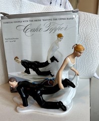 WeddingStar Escaping Groom Porcelain Wedding Cake Topper Bride Groom NEW in Box