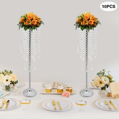 10pcs Crystal Flower Stands 75cm Flower Holder Wedding Table Decor Silver