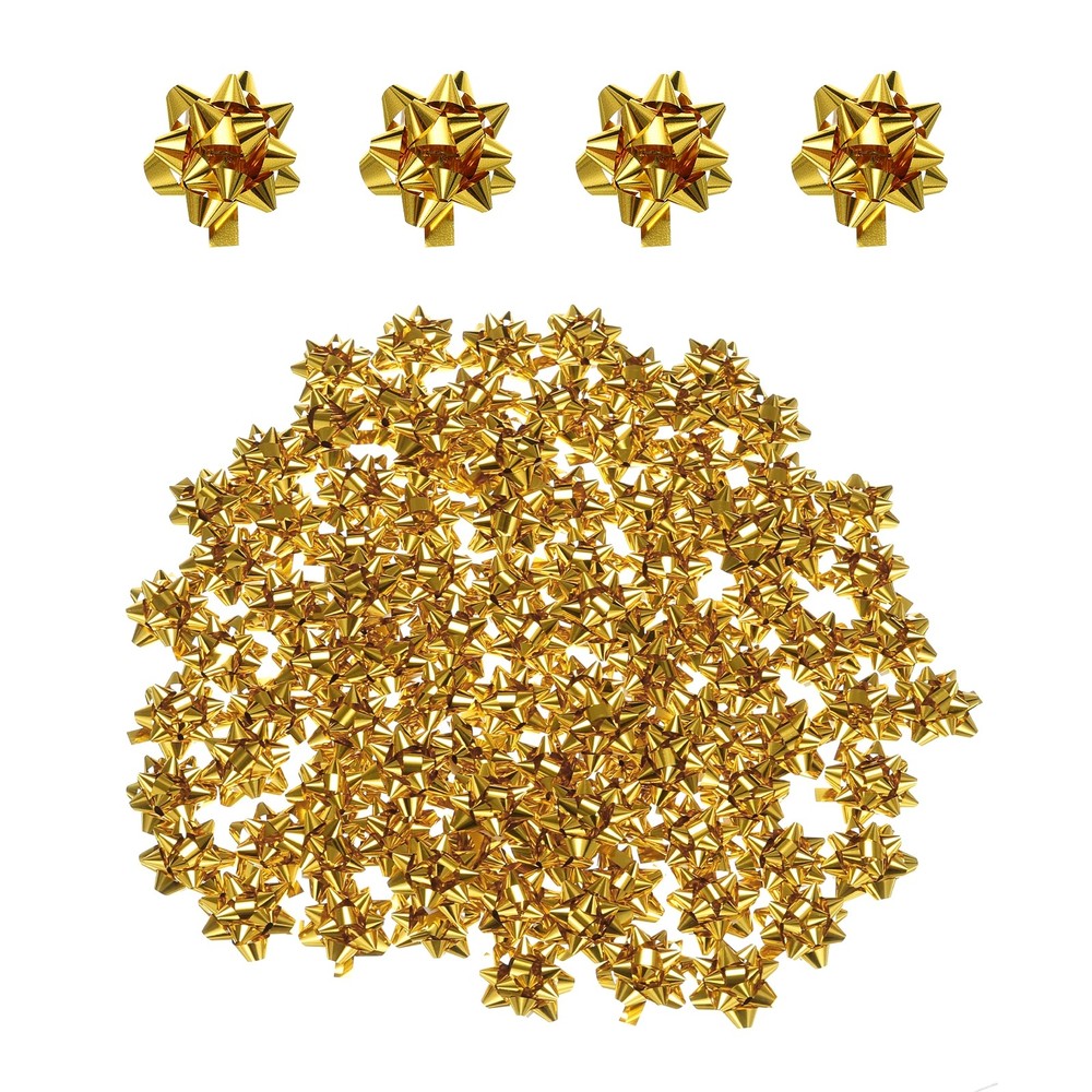 100pcs 1″ Mini Star Gift Bows Metallic Christmas Bows for Gift Wrapping Gold