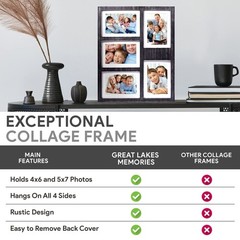 GLM 4×6 or 5×7 Collage Picture Frames for Wall, Holds 5 Photos with Glass & M…