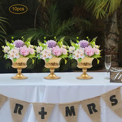 5.9 In. Tall Metal Flower Holder Wedding Decoration Table Mini Trumpet in Gold D