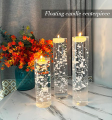 12 Pcs Pearl String Set for Floating Candles Centerpiece, White Faux Pearl Beads