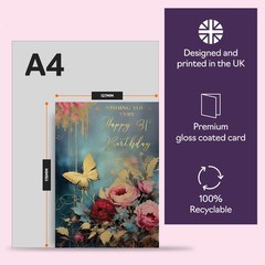 Beautiful Gold 81st Birthday Cards for Women Men – Wonderful Golden Butterfly…