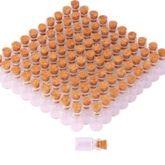 MaxMau 100pcs 1ml Small Mini Glass Bottles Jars with Cork Stoppers Tiny Clear
