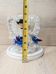 NEW Vintage Lefton Western Wedding Cake Topper Cowboy Bride Floral Lace Heart