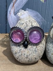 Unique Handmade Bride and Groom Rocks Wedding Decor Centerpiece Bottle Cap Eyes