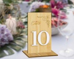 Personalised Engraving & 3D Raised Wooden Laminated Ply Wedding Table Number