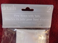 77″ Tulle white Pew Bows – Lot 3 New 2 PC Packs Wedding Party Decor- total 6 bow