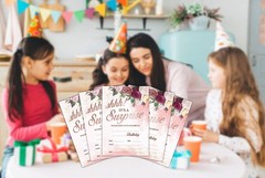 Birthday Party Invitation Cards for Kids, Shhh It’s A Surprise Party Invites,…
