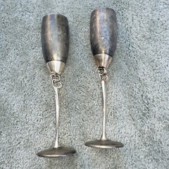 Vintage Silver Plate Toasting Flute Wedding Goblets Made by Things Remembered