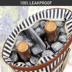 Bottle Wine Bag Carrier Tote, Insulated Leakproof 2 Bottle Wine Cooler Bag fo…