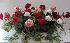 Designer Mezzanine Veranda for 36″ Window Box Silk Geraniums Flower Arrangement