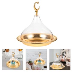 1 Set Zinc Alloy Cake Plate Snack Holder Cake Storage Plate with Acrylic Cover
