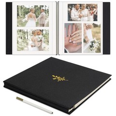 Self Adhesive Photo Album, Black Scrapbook Album with DIY 40 Blank Pages, Wed…