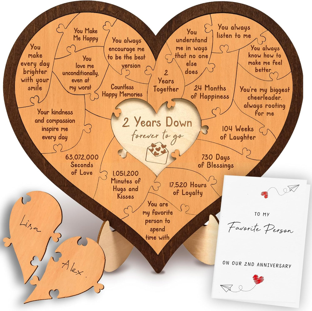 2 Year Anniversary Wooden Gifts for Him Her – Cotton 2Nd Anniversary Wedding Gif