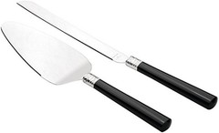 NIB Vera Wang Wedgwood With Love Cake Knife & Server Black Enamel+Silverplate