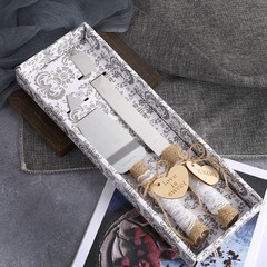 Rustic Style Stainless Steel Wedding Cake Knife and Serving Set Resin Plastic