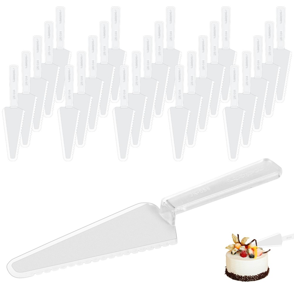 50 Pieces Disposable Cake Cutter Pie Server, 9 Inch Plastic Cake Spatula Serr…