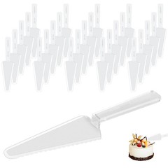 50 Pieces Disposable Cake Cutter Pie Server, 9 Inch Plastic Cake Spatula Serr…
