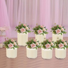 7Pcs Foldable Paper Column Display Stands Milky White Cylinder Flower Stands