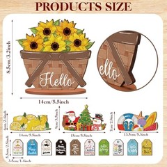 42 Pcs Small Interchangeable Easter Decor Holiday Seasonal Wooden Flower Basket