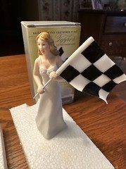 Weddingstar Bride At the Finish Line with the Checkered Flag Wedding Topper NWT