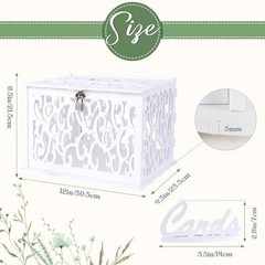 OurWarm DIY White Wedding Card Box with Lock PVC Card Box Graduation Card Box