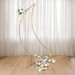 6.5 ft GOLD Metal Crescent Moon Wedding Arch BACKDROP STAND Party Decorations